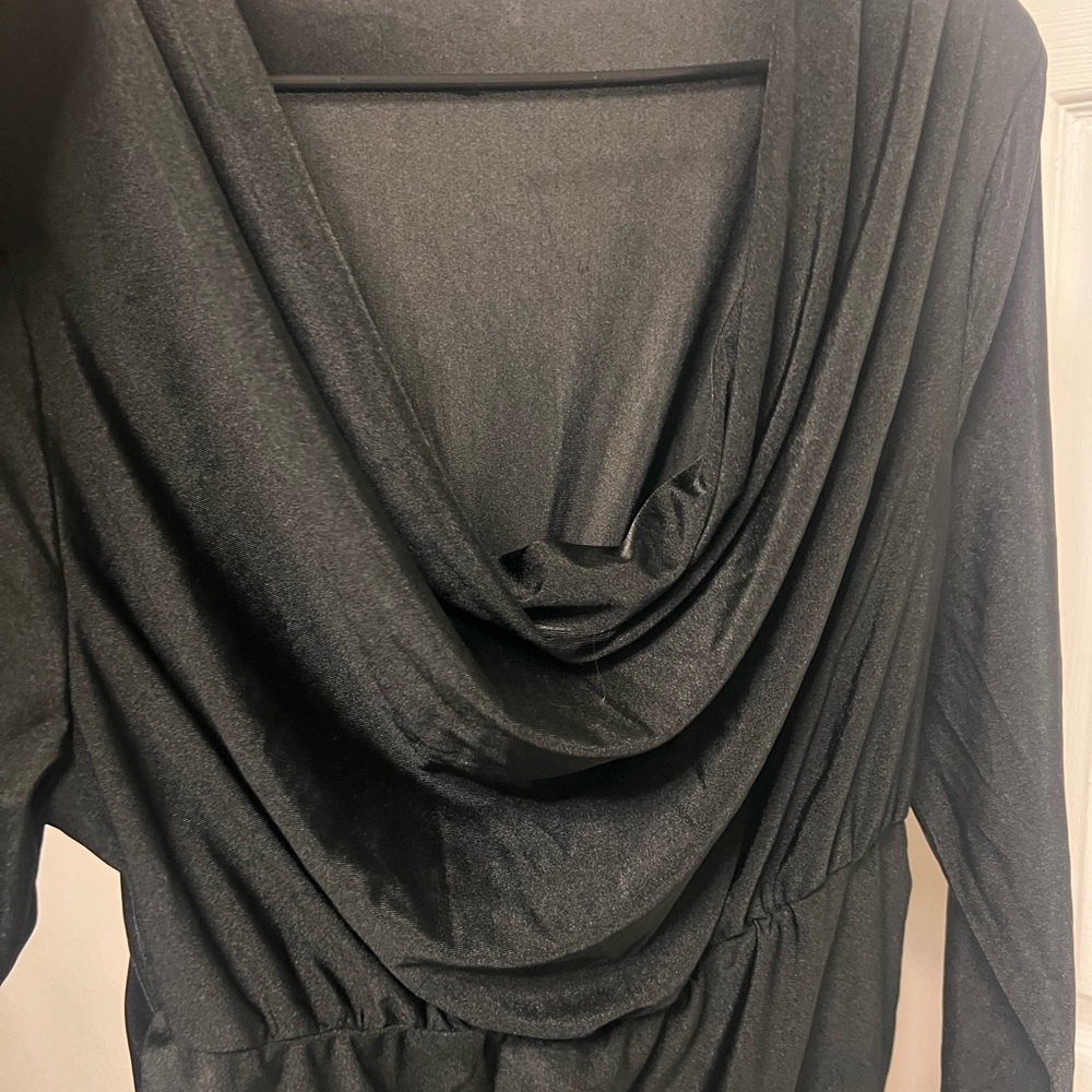 Elegant Black Cowl Neck Dress
